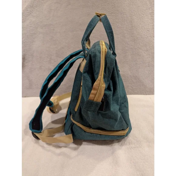 V-Coool Professional Cooler Bag Baby Bag Teal Beige Cooling Pocket Tote Backpack - Picture 2 of 15